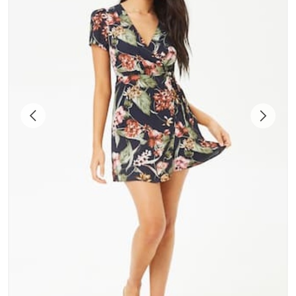 Chiffon Floral Wrap Navy Dress - Picture 4 of 4